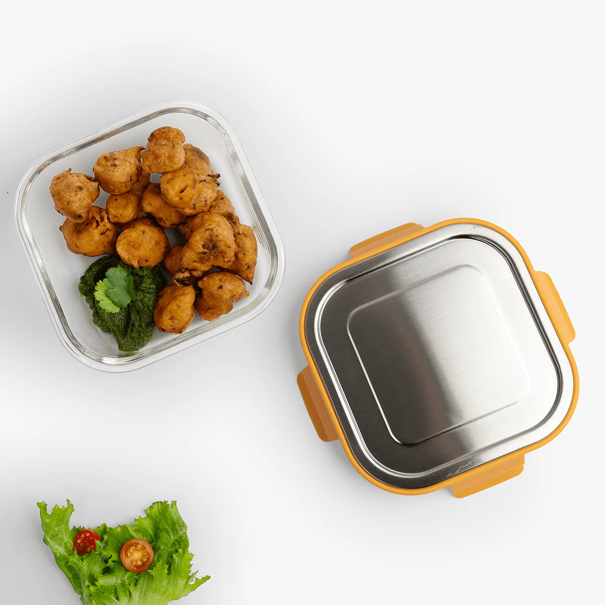 Premium Leak-Proof Borosilicate Glass Container with Steel Lid(800ml)