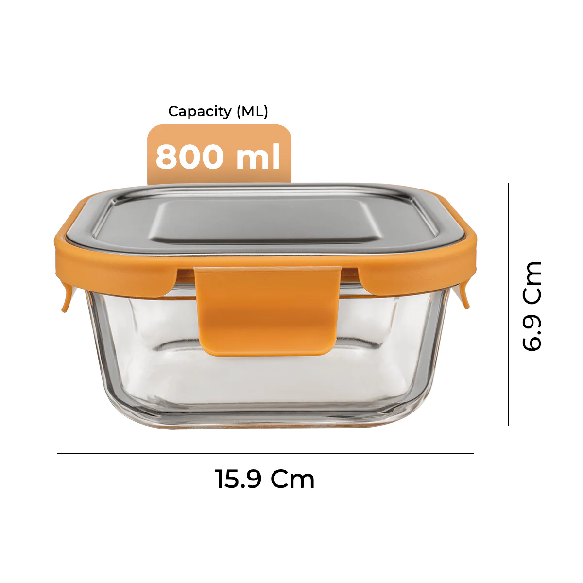 Premium Leak-Proof Borosilicate Glass Container with Steel Lid(800ml) - Image 10