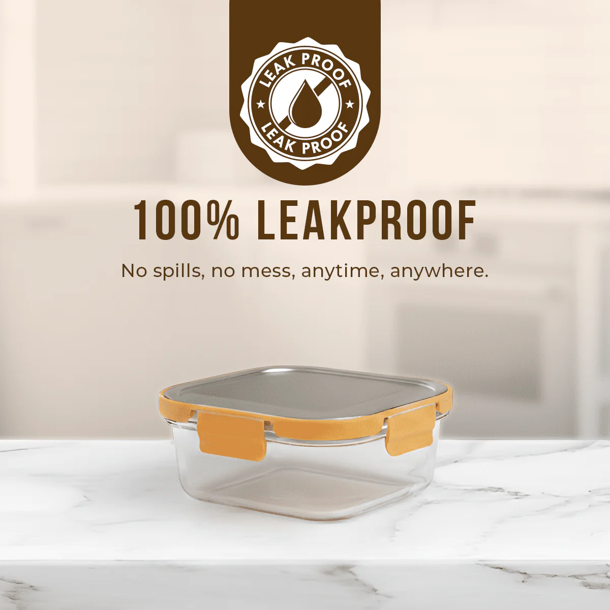 Premium Leak-Proof Borosilicate Glass Container with Steel Lid(800ml) - Image 3