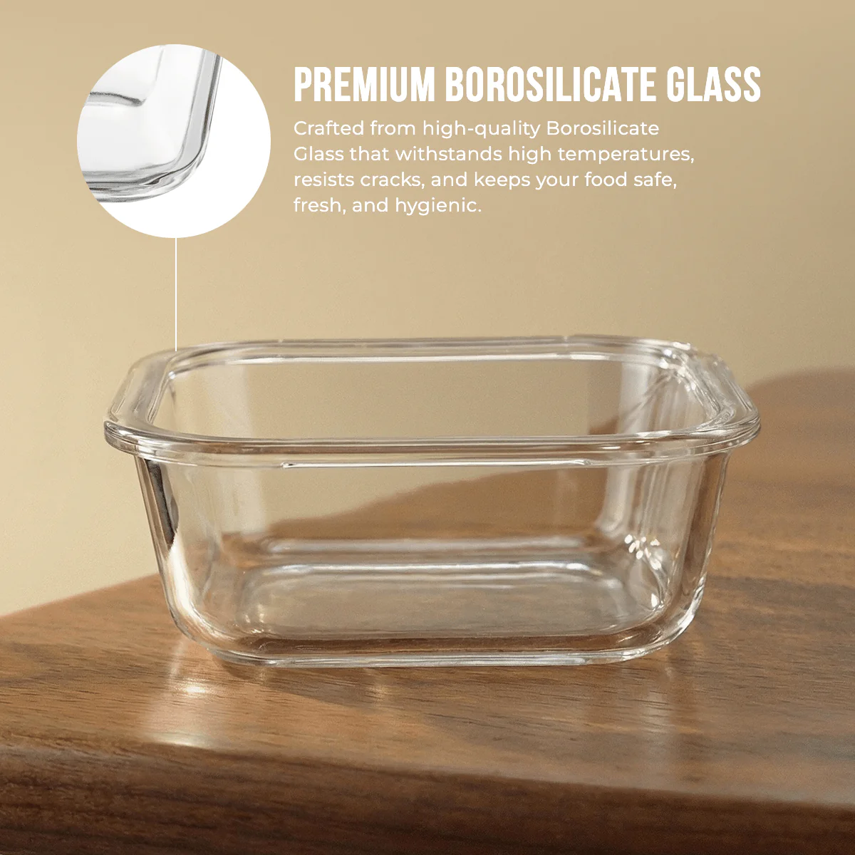 Premium Leak-Proof Borosilicate Glass Container with Steel Lid(800ml) - Image 8
