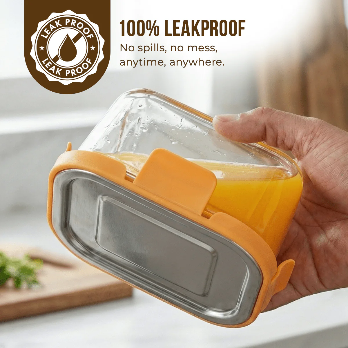 Premium Leak-Proof Borosilicate Glass Container with Steel Lid(800ml) - Image 9