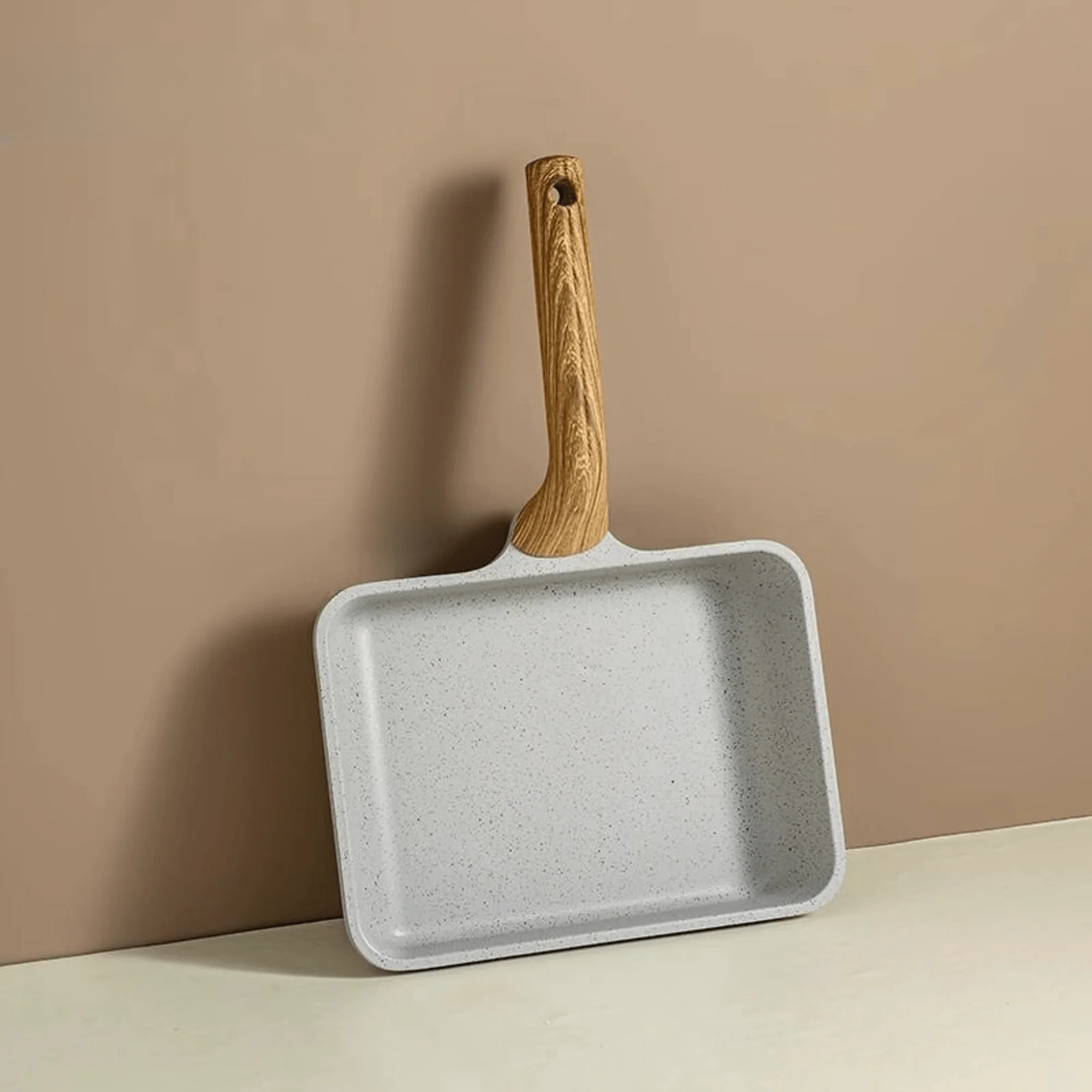Premium Maifan Stone Non-Stick Breakfast Square Frying Pan With Spatula - Image 3