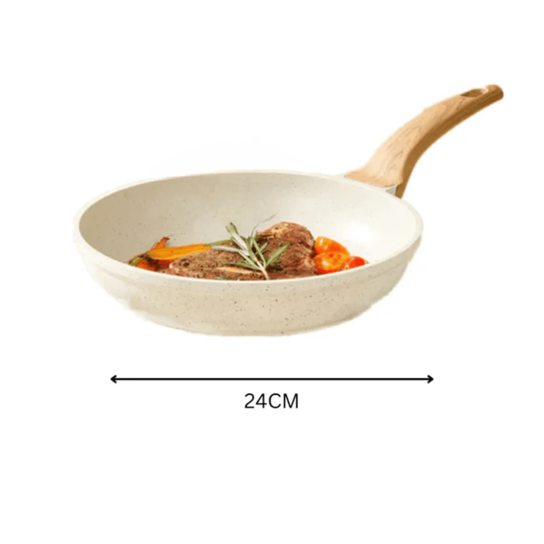 Maifan Stone Non-Stick Flat Bottom Frying Pan (White-24cm) - Image 9