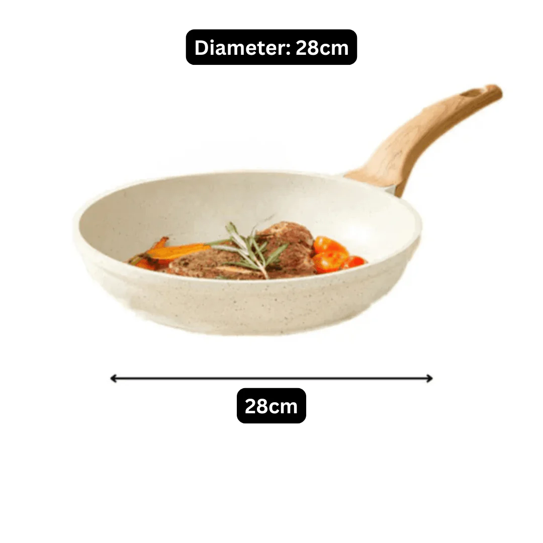 Maifan Stone Non-Stick Flat Bottom Frying Pan (White-28cm) - Image 9