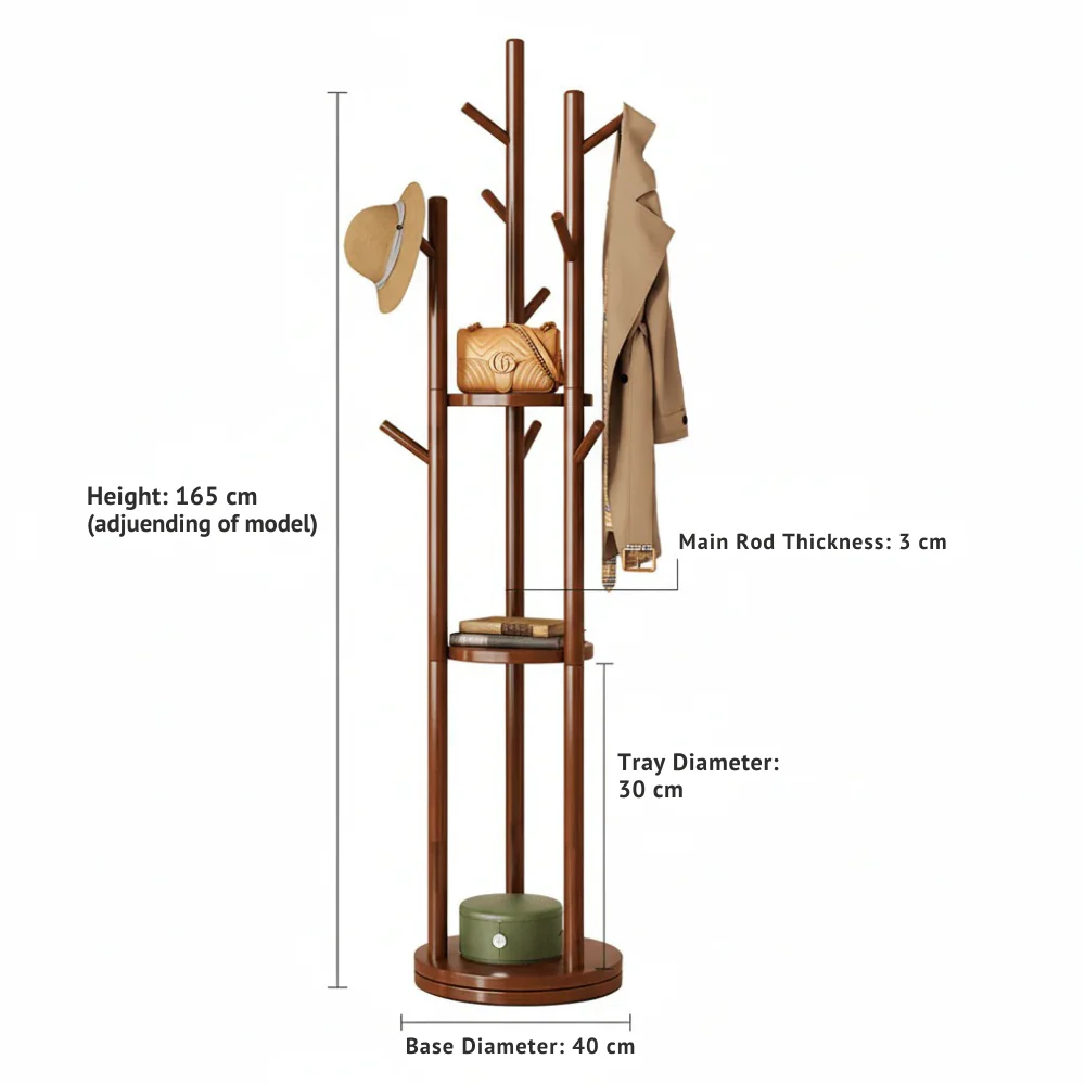 Premium Solid Wood 360° Rotatable Coat Stand for Home and Bedroom - Image 6