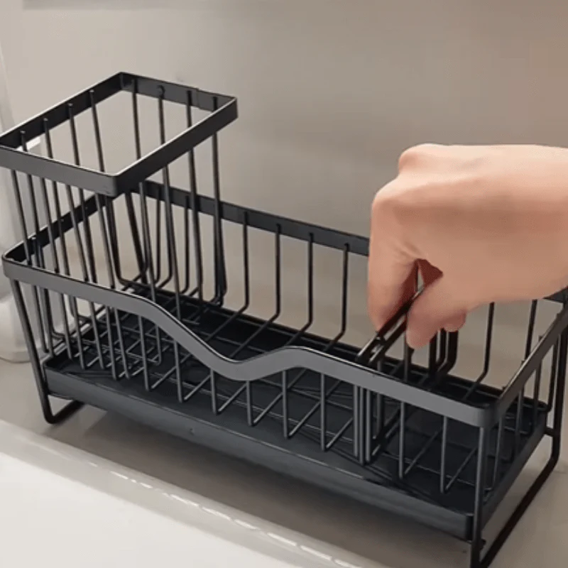 Premium Stainless Steel Sink Holder with Brush Rack (25cm) - Image 7