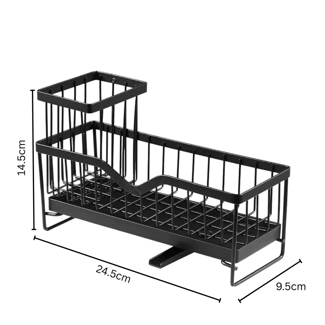 Premium Stainless Steel Sink Holder with Brush Rack (25cm) - Image 8
