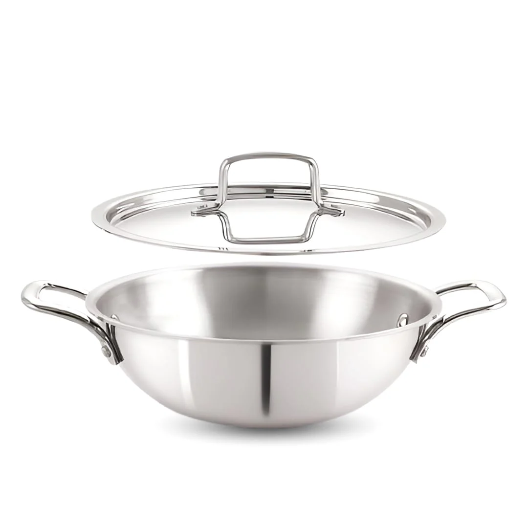 Premium Tri-Ply Stainless Steel Kadai With Lid(24cm) - Image 6