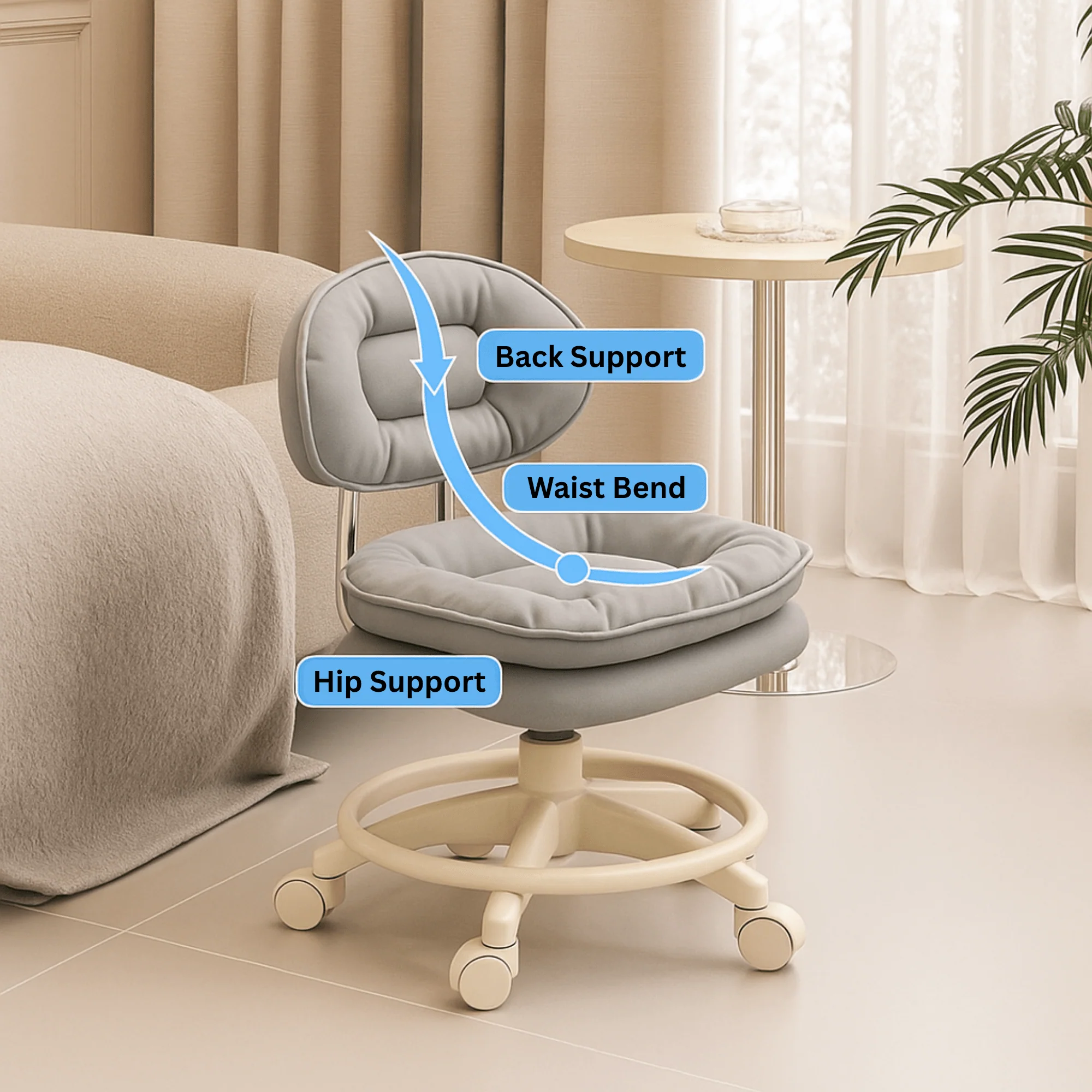 PU Leather Multi-Purpose Soft Padded Stool with 360 Rotation - Image 4