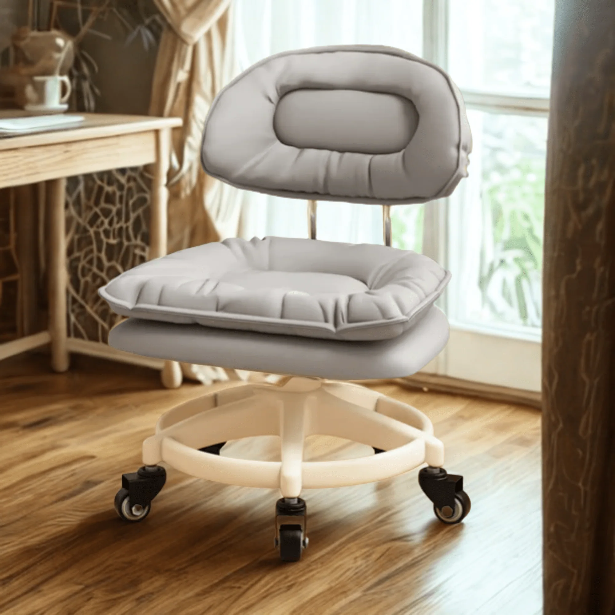 PU Leather Multi-Purpose Soft Padded Stool with 360 Rotation - Image 5