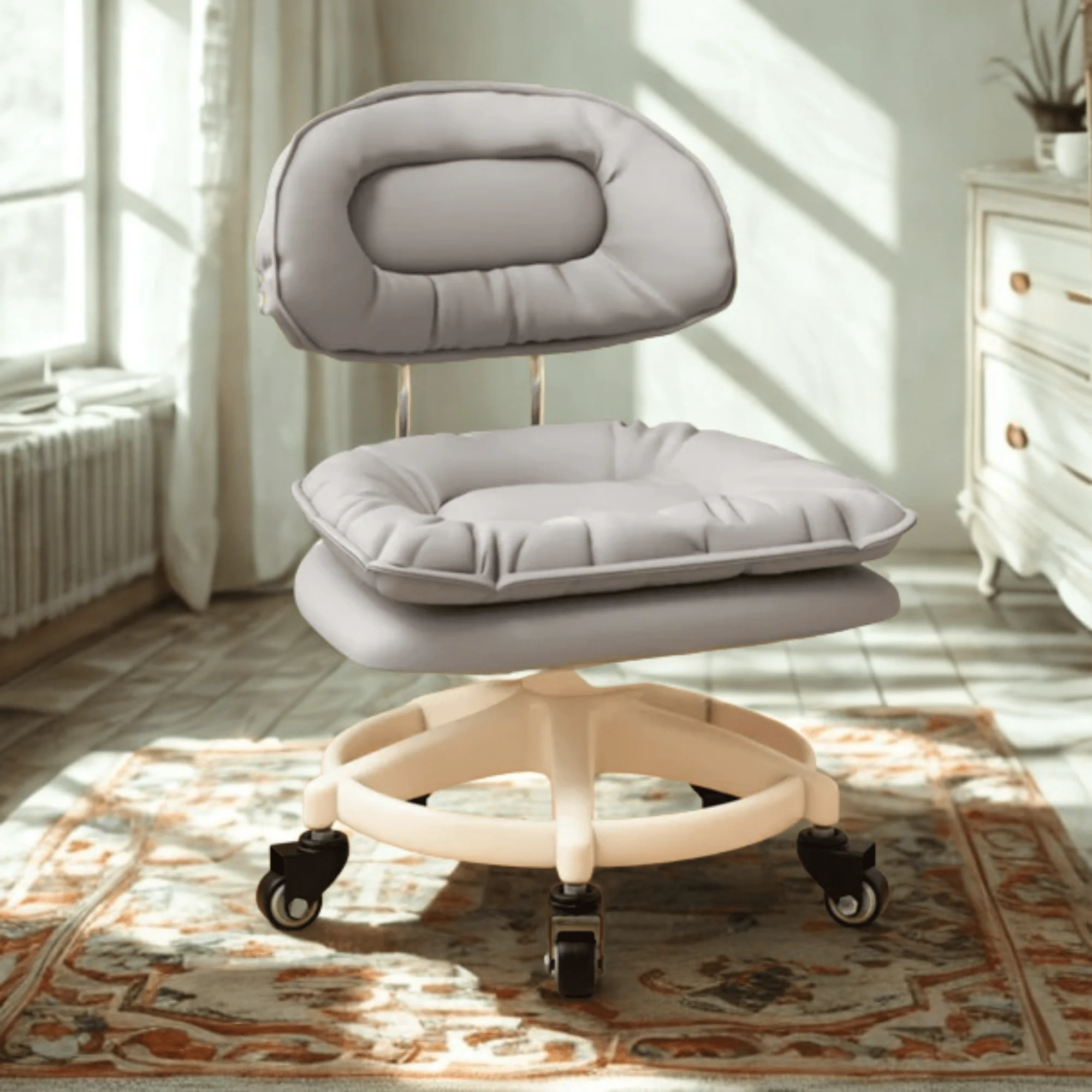 PU Leather Multi-Purpose Soft Padded Stool with 360 Rotation - Image 6