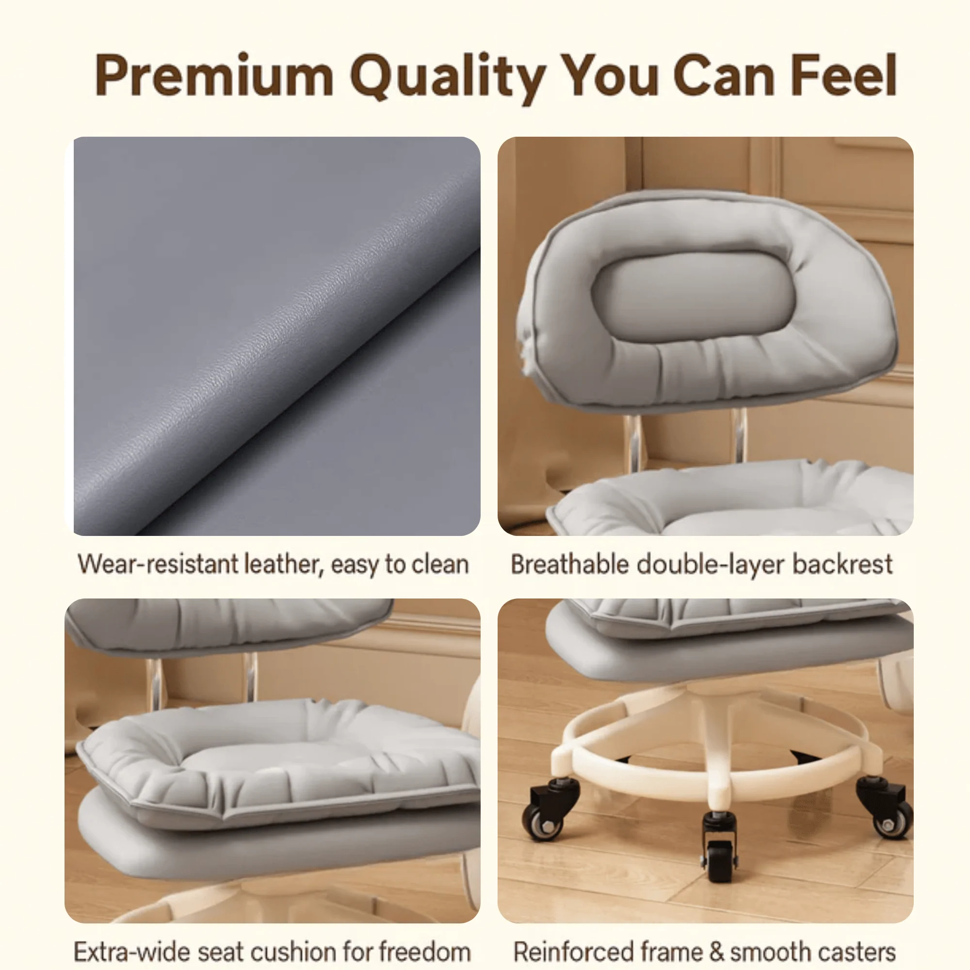 PU Leather Multi-Purpose Soft Padded Stool with 360 Rotation - Image 7