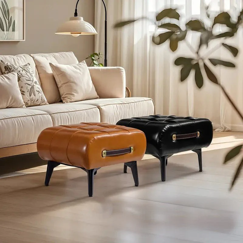 PU Leather Solid Wood Entryway Shoe Bench - Image 3