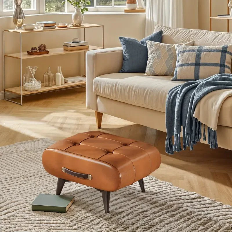 PU Leather Solid Wood Entryway Shoe Bench - Image 6