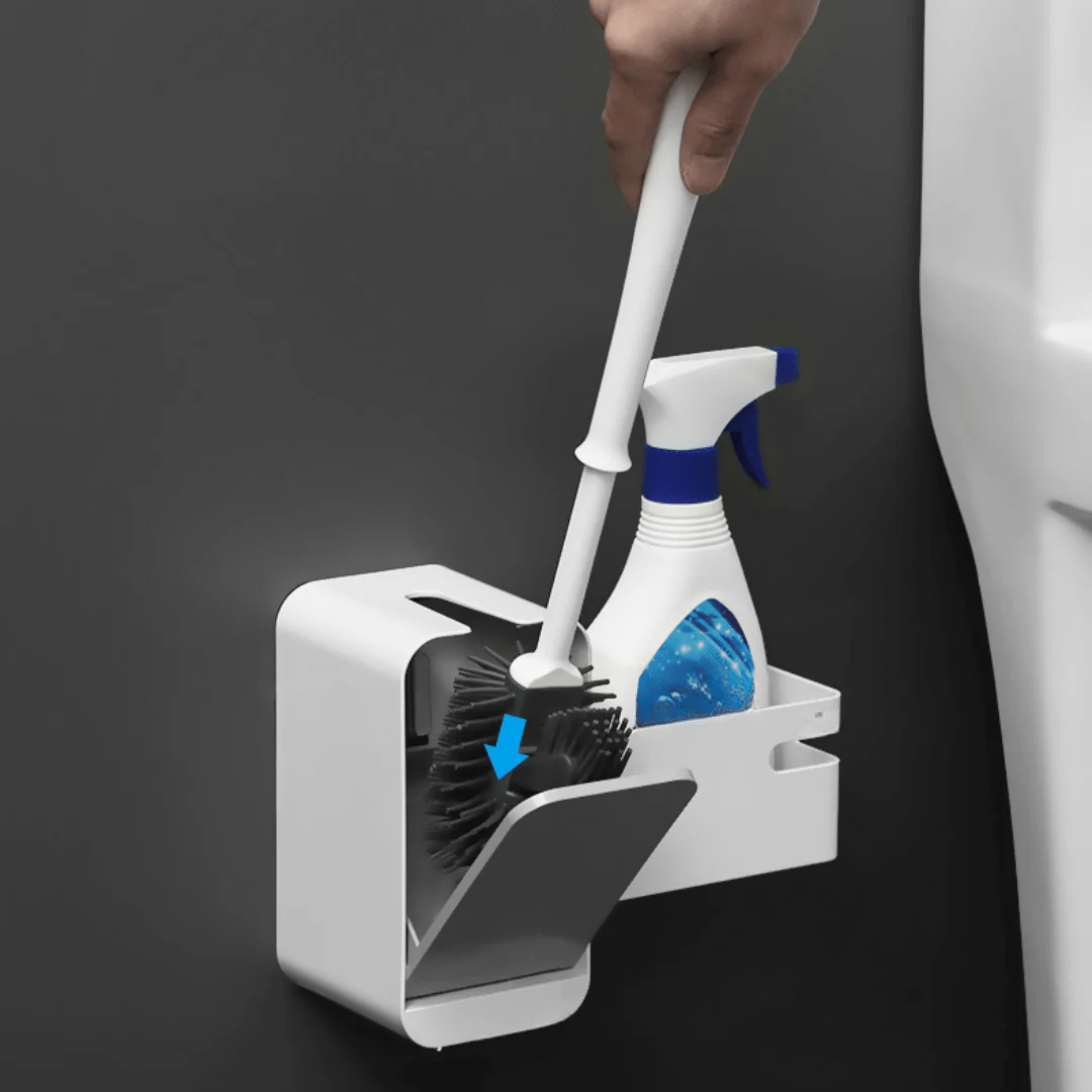Punch-Free Wall-Mounted Toilet Brush and Storage Set - Image 4
