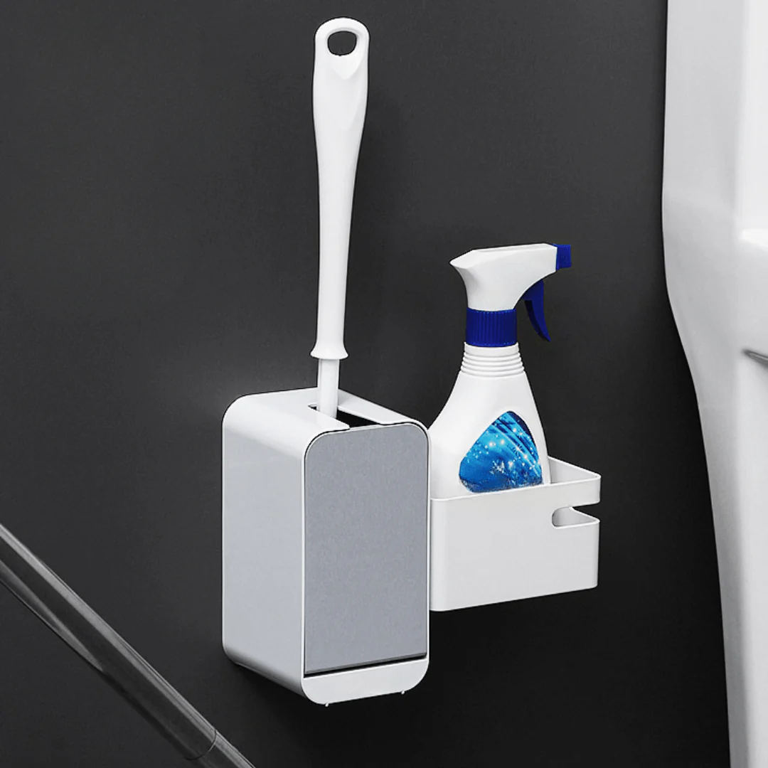 Punch-Free Wall-Mounted Toilet Brush and Storage Set - Image 5