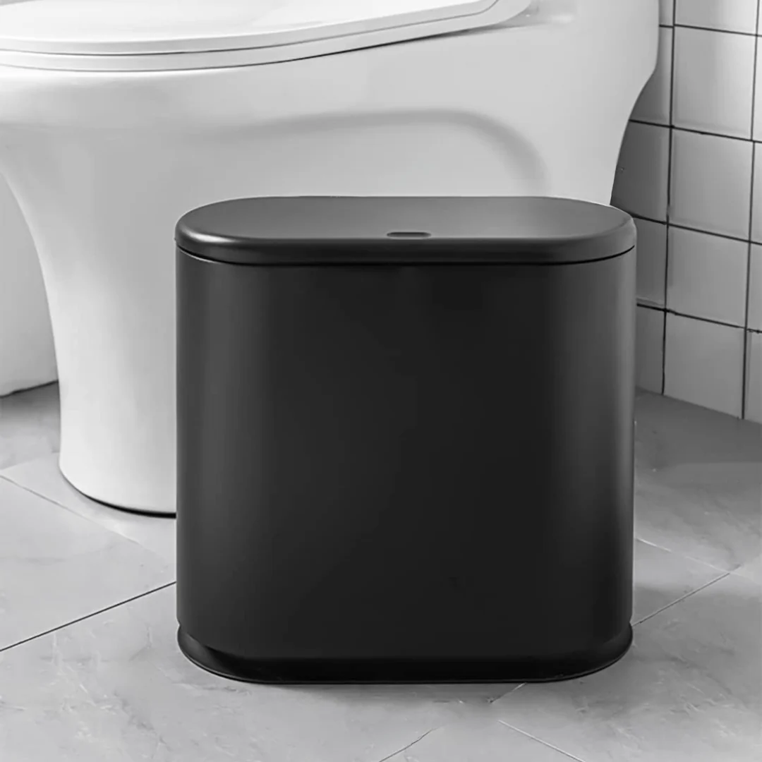 Push-Type Slim Plastic Trash Can with Press Lid (10L) - Image 5