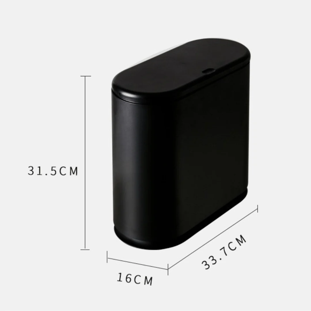 Push-Type Slim Plastic Trash Can with Press Lid (10L) - Image 6