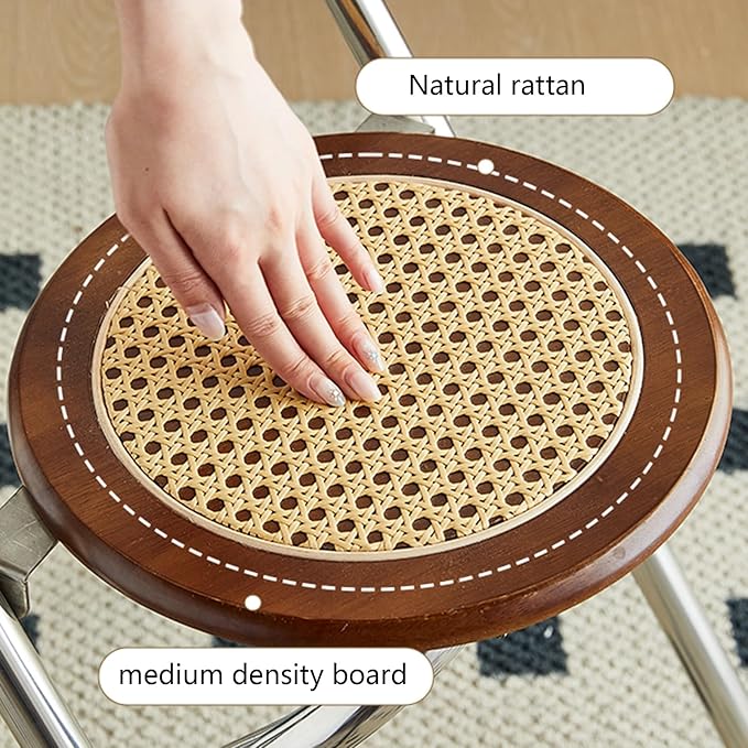 Rattan Stainless steel Folding Chair with Backrest (68cm) - Image 4