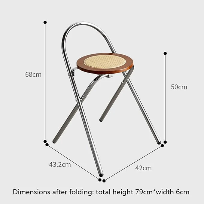 Rattan Stainless steel Folding Chair with Backrest (68cm) - Image 7