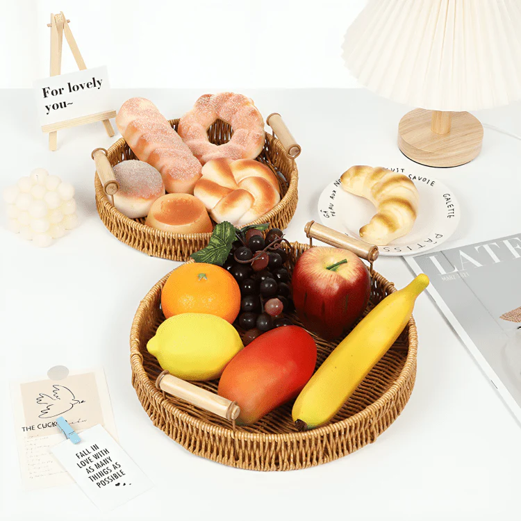 Multi-Purpose Rattan Basket Serving Tray - Image 2