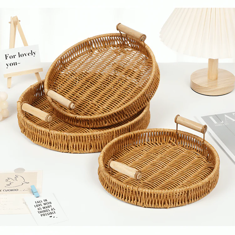 Multi-Purpose Rattan Basket Serving Tray - Image 3
