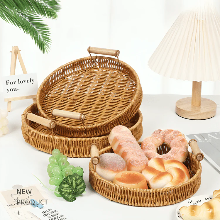 Multi-Purpose Rattan Basket Serving Tray - Image 4
