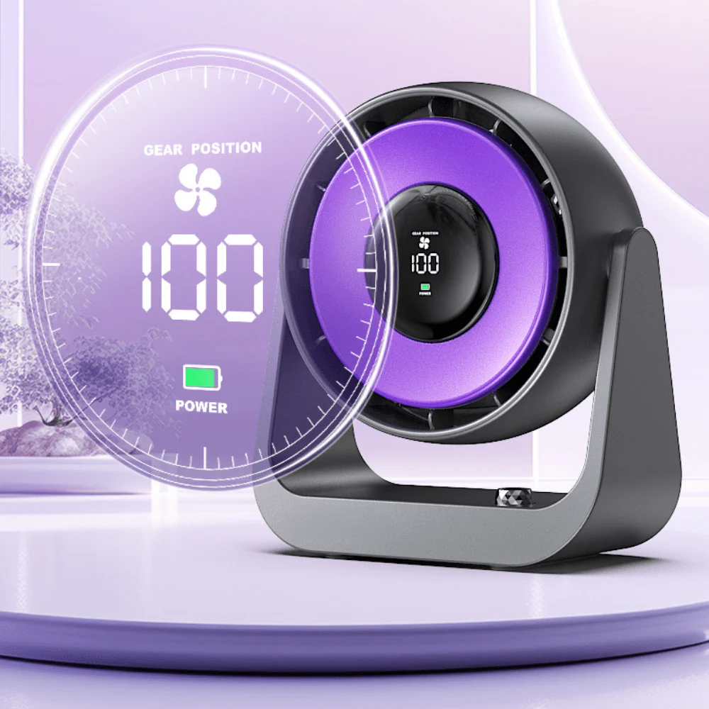 Rechargeable Desktop Fan with Digital Display, 5V - Image 3