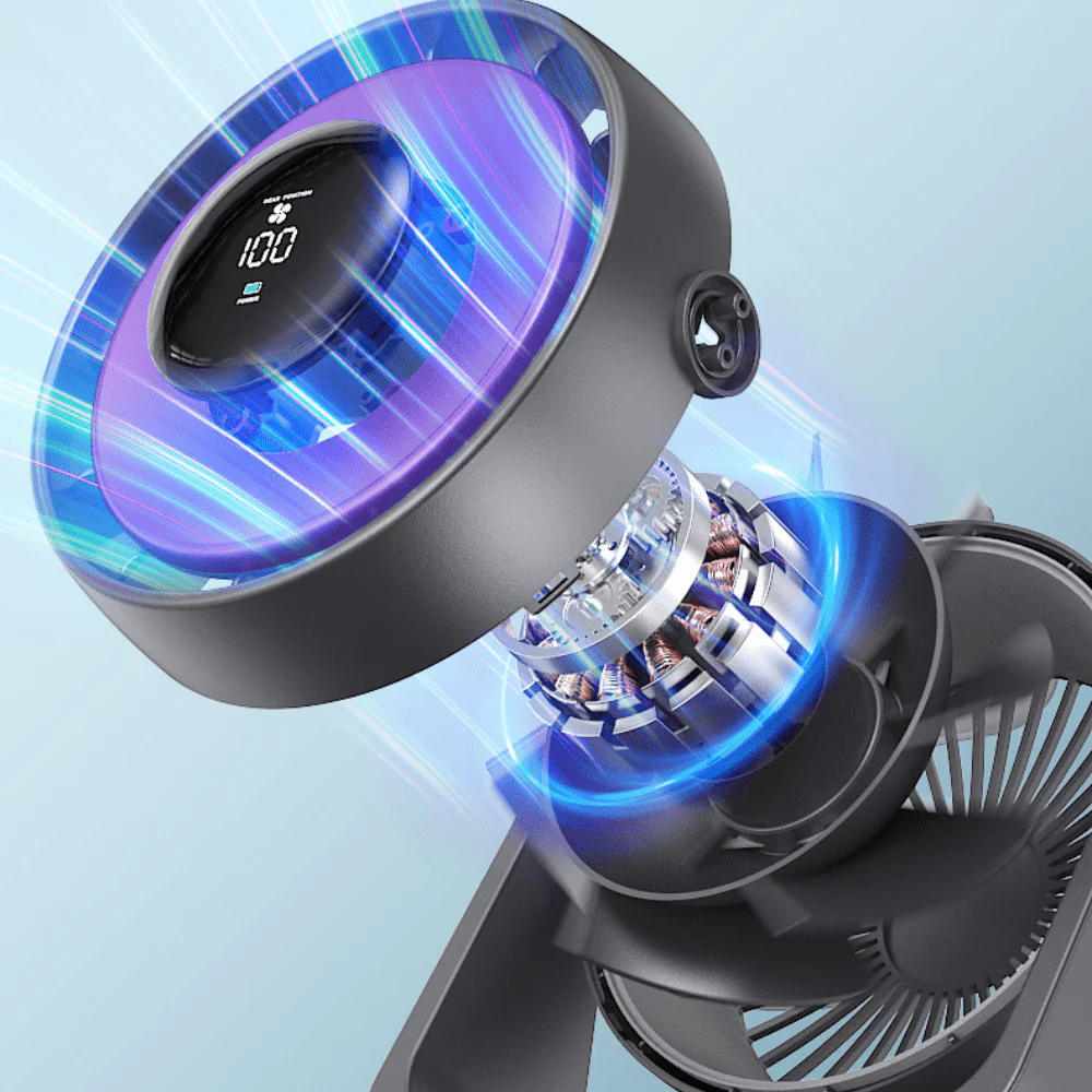 Rechargeable Desktop Fan with Digital Display, 5V - Image 4