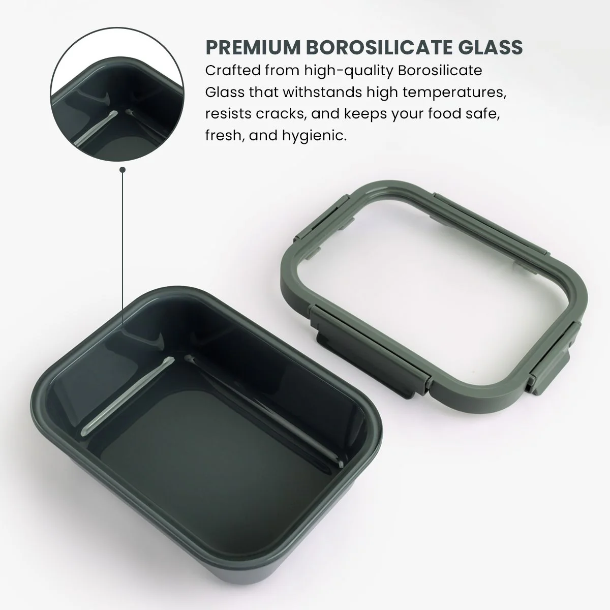 Rectangle 1050ml Non-Stick Glass Food Storage Container - Image 2