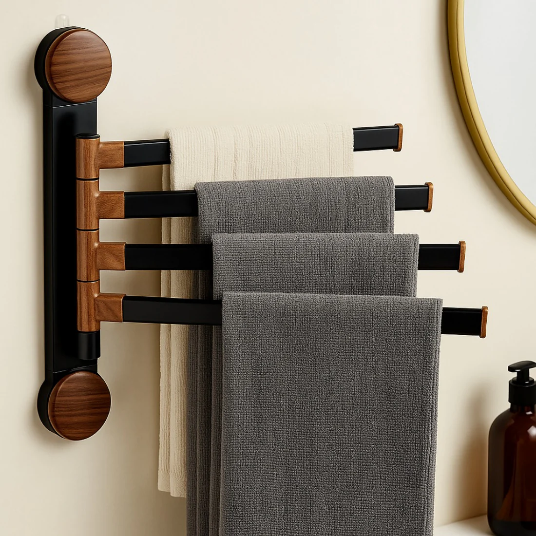 Rotating Pole Wall-Mounted Suction Cup Towel Holder