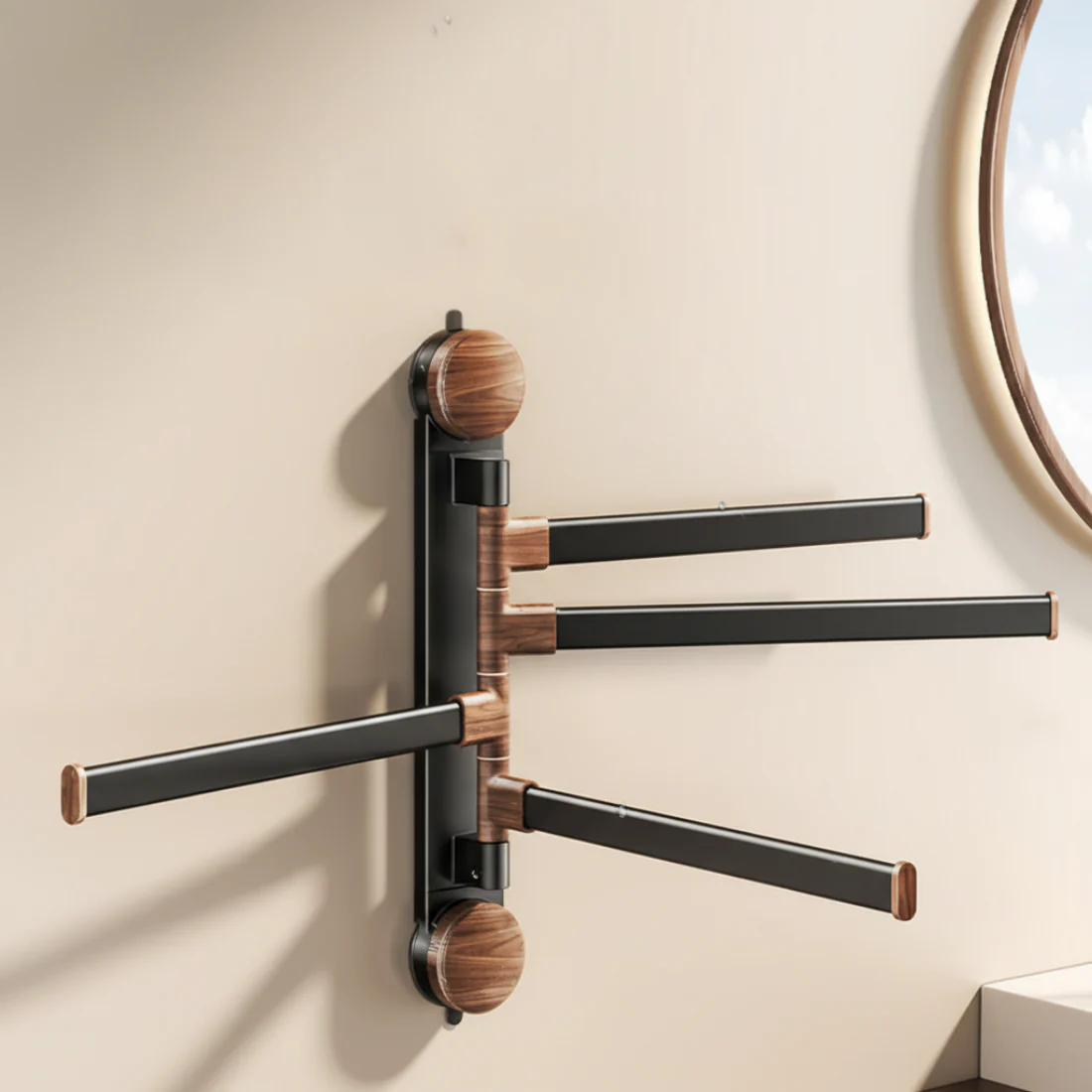 Rotating Pole Wall-Mounted Suction Cup Towel Holder - Image 4