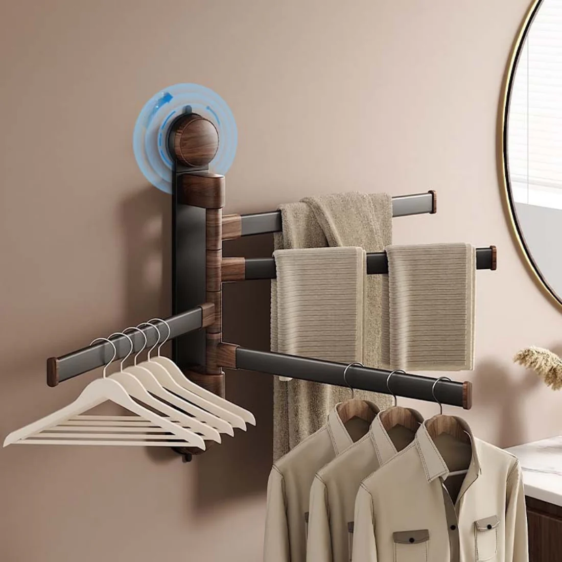 Rotating Pole Wall-Mounted Suction Cup Towel Holder - Image 5