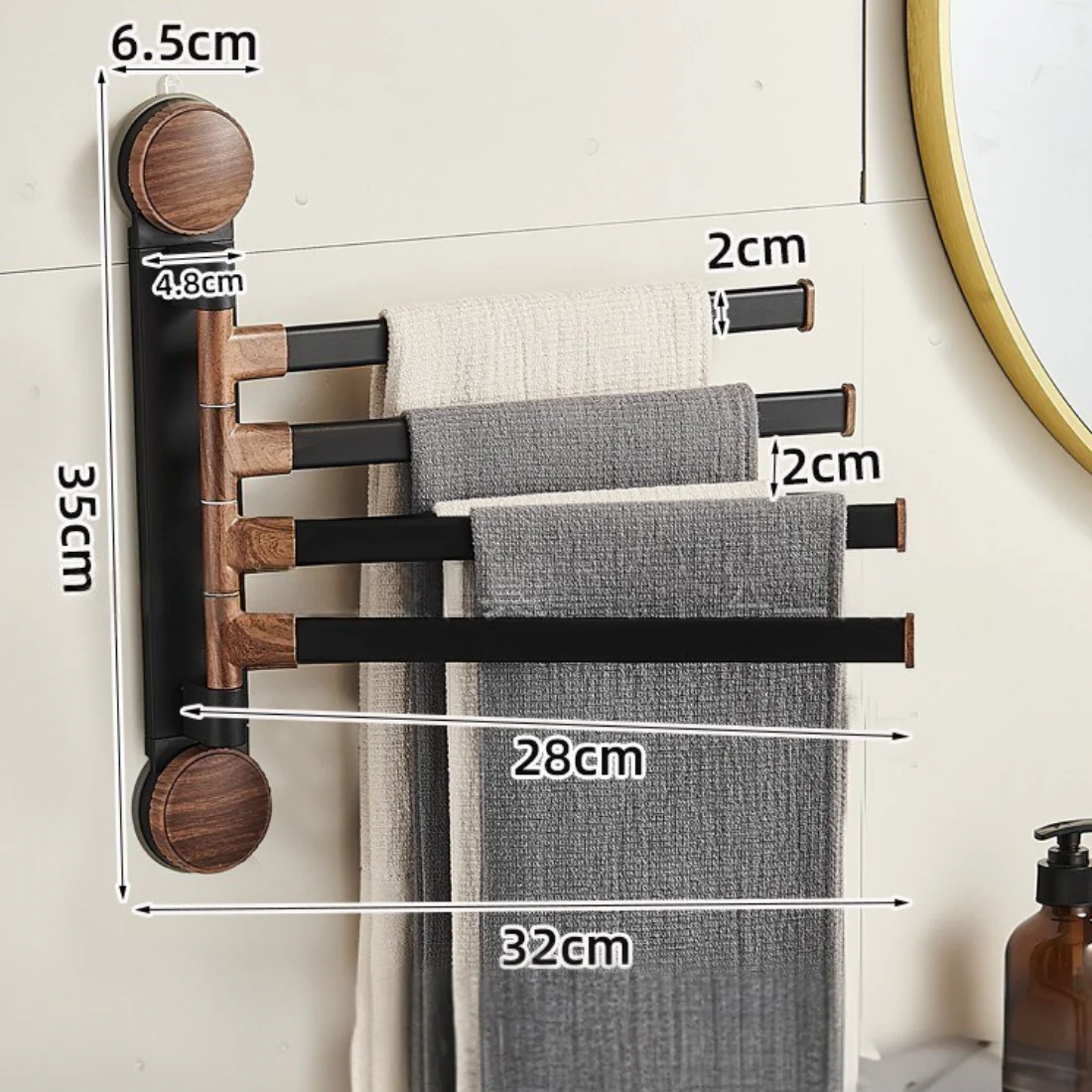 Rotating Pole Wall-Mounted Suction Cup Towel Holder - Image 6
