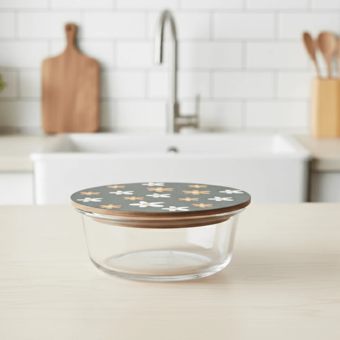 Round Borosilicate Glass Food Container with Printed Lid - Image 8
