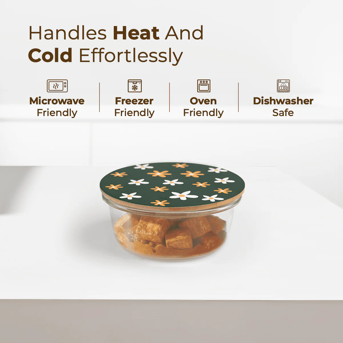 Round Borosilicate Glass Food Container with Printed Lid(650ml) - Image 8