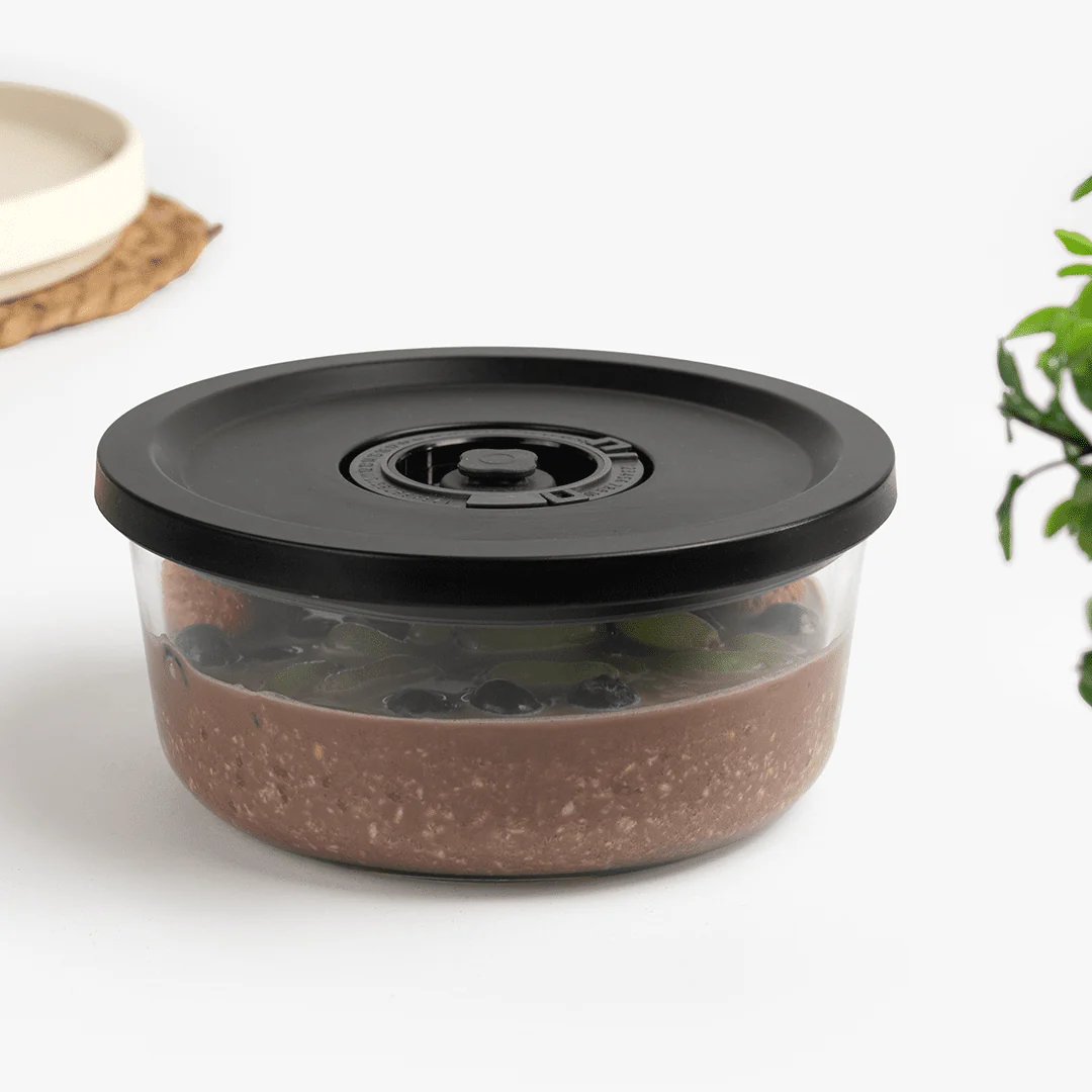 Round Vacuum Glass Storage Container with Date Tracker Lid(850ml) - Image 2