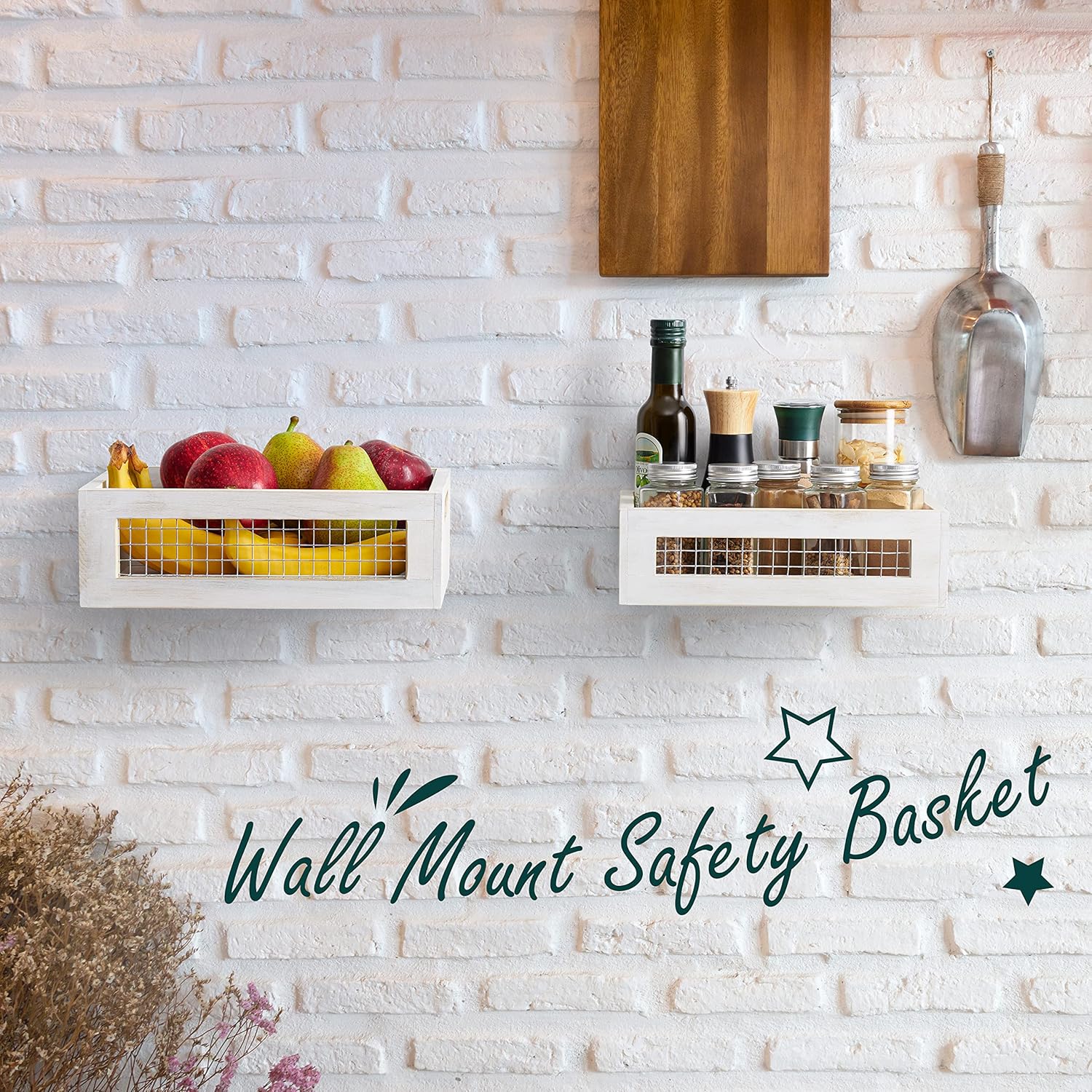 Rustic White Wooden Storage Baskets – Set of 2 - Image 3