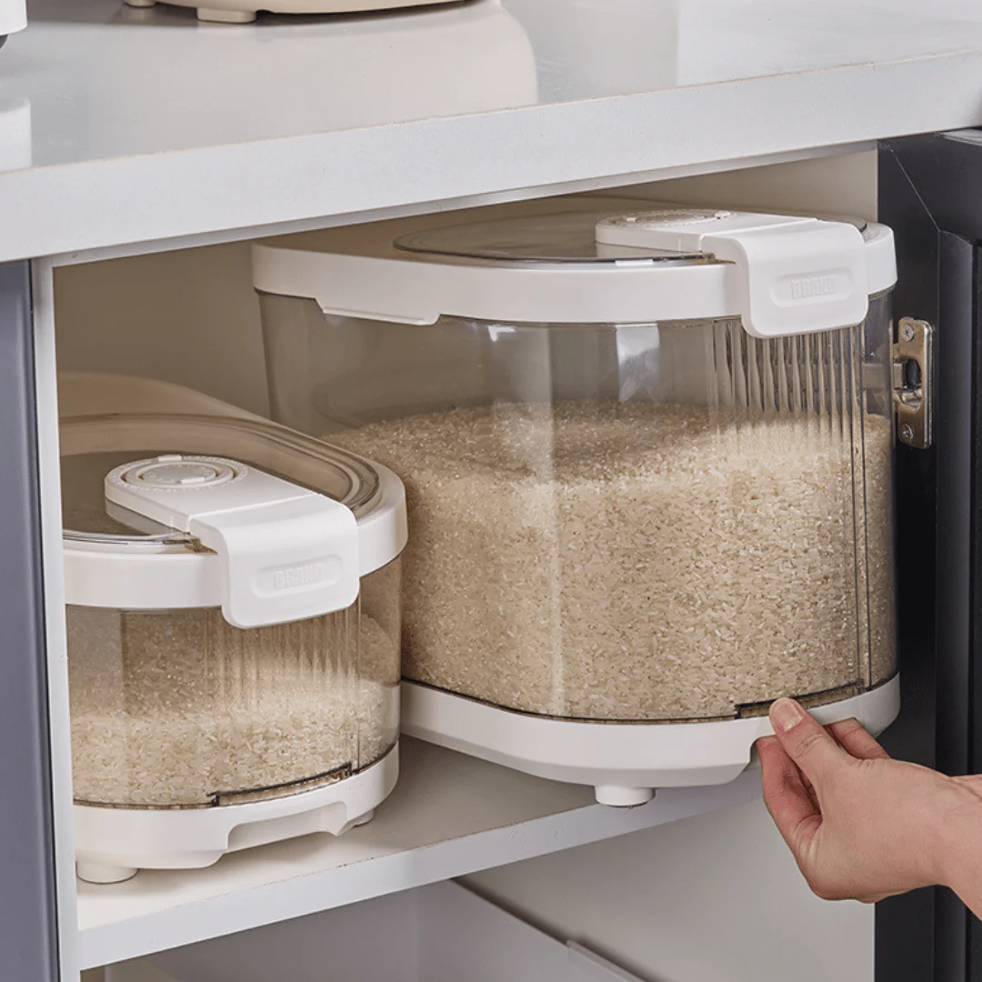 Sealed Rice Storage Container with Measuring Cup & Wheels - Image 3