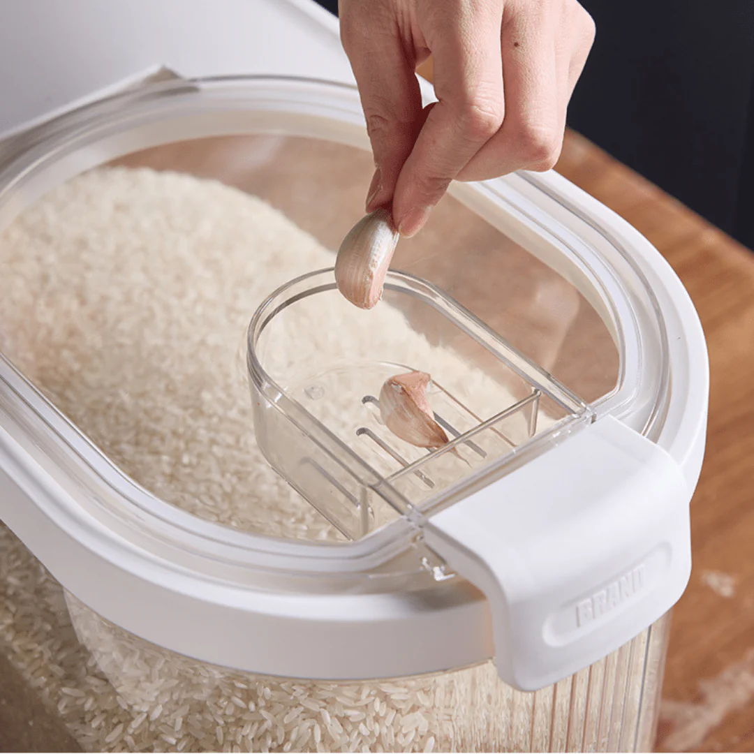 Sealed Rice Storage Container with Measuring Cup & Wheels - Image 5