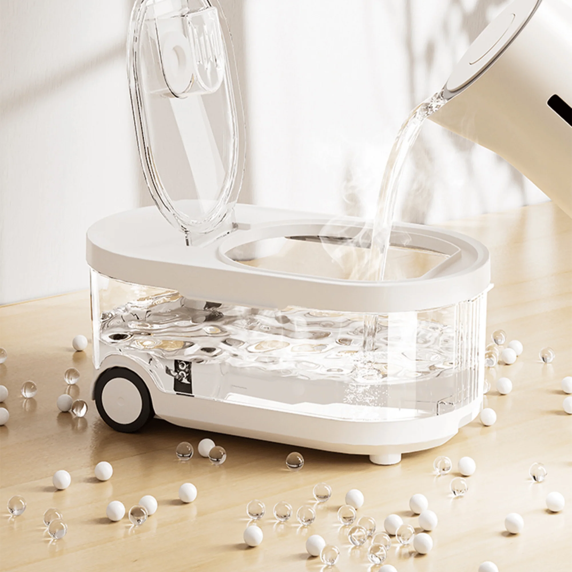 Sealed Rice Storage Container with Measuring Cup & Wheels - Image 7