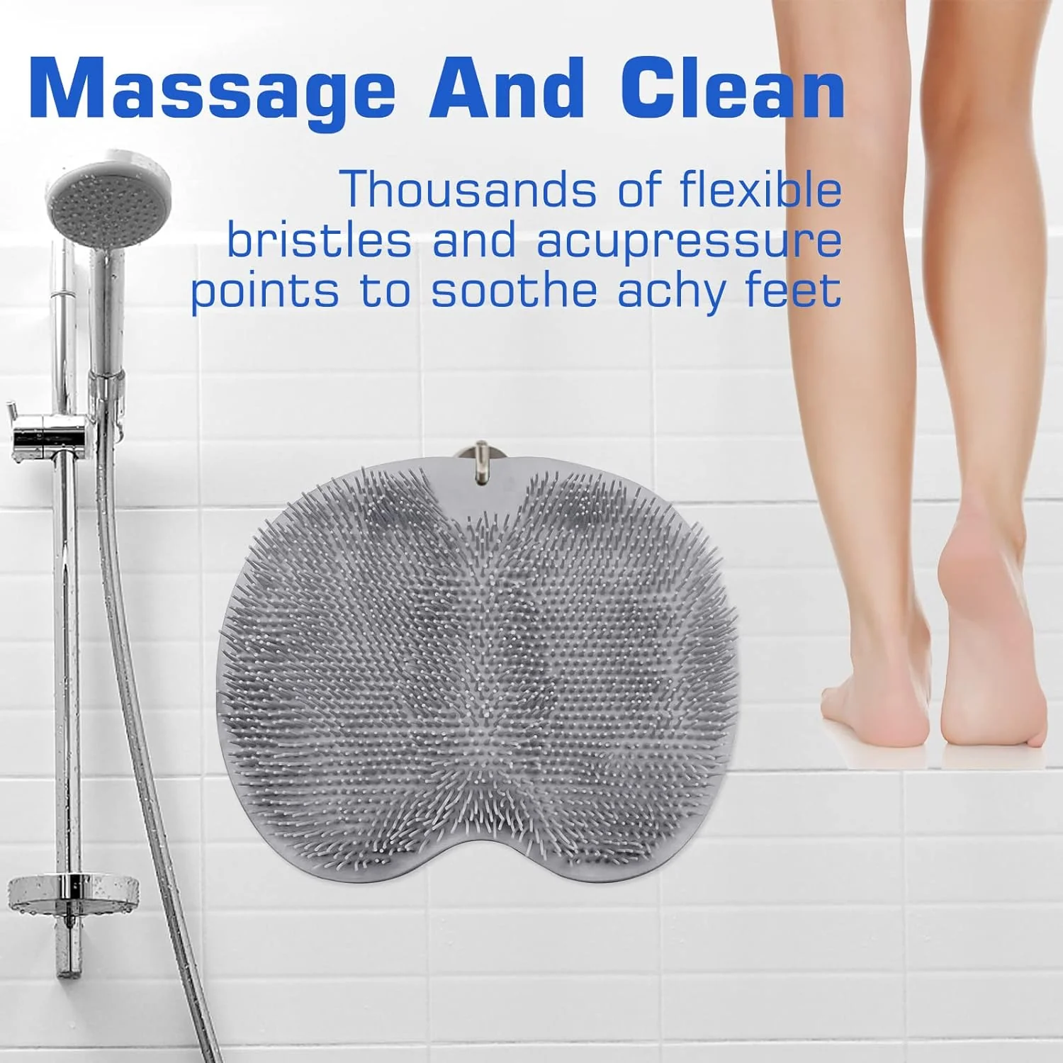 Shower Foot Scrubber Mat with Back Massagers - Image 5