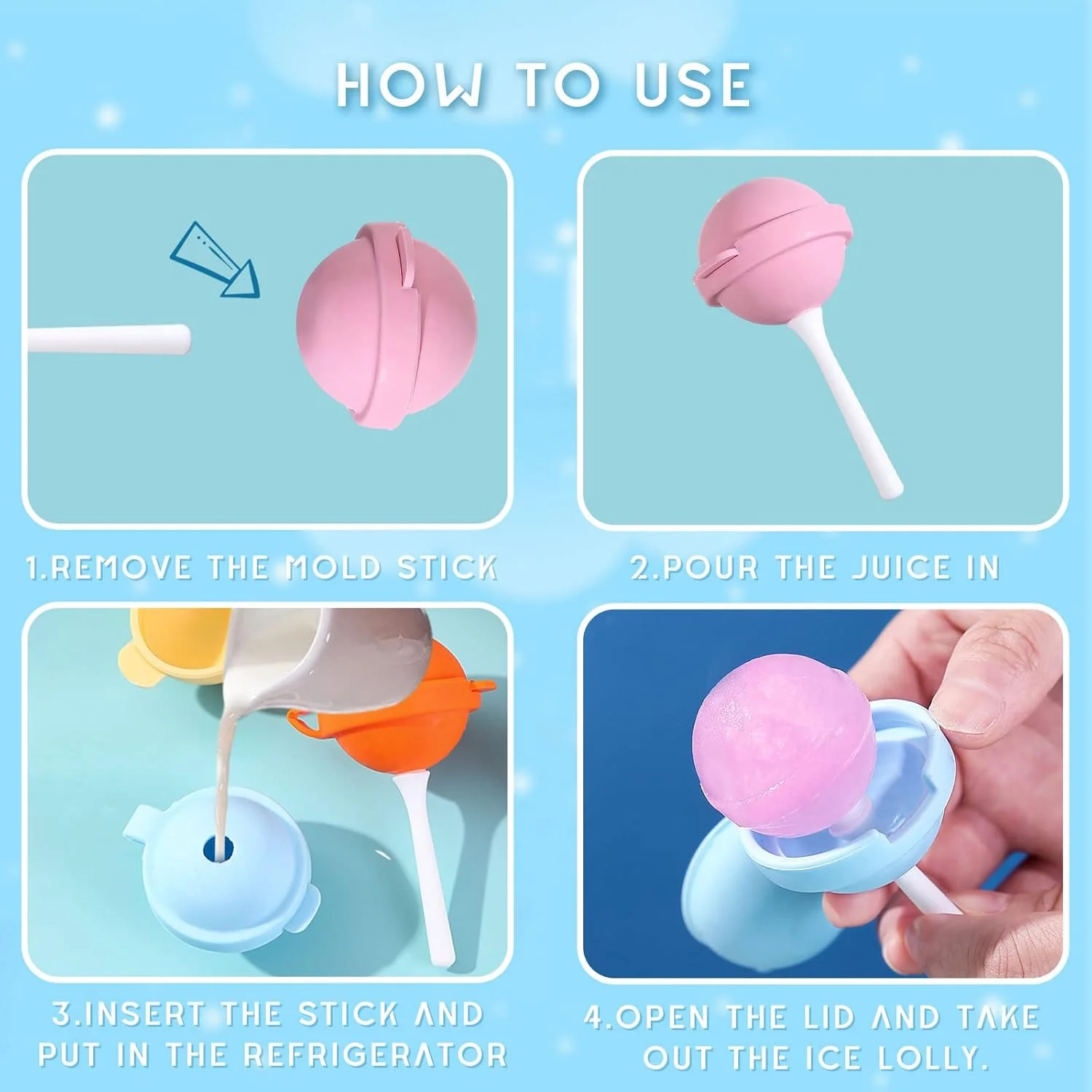 Silicone Lollipop Ice Ball Mold with Food-Grade Lid - Image 5