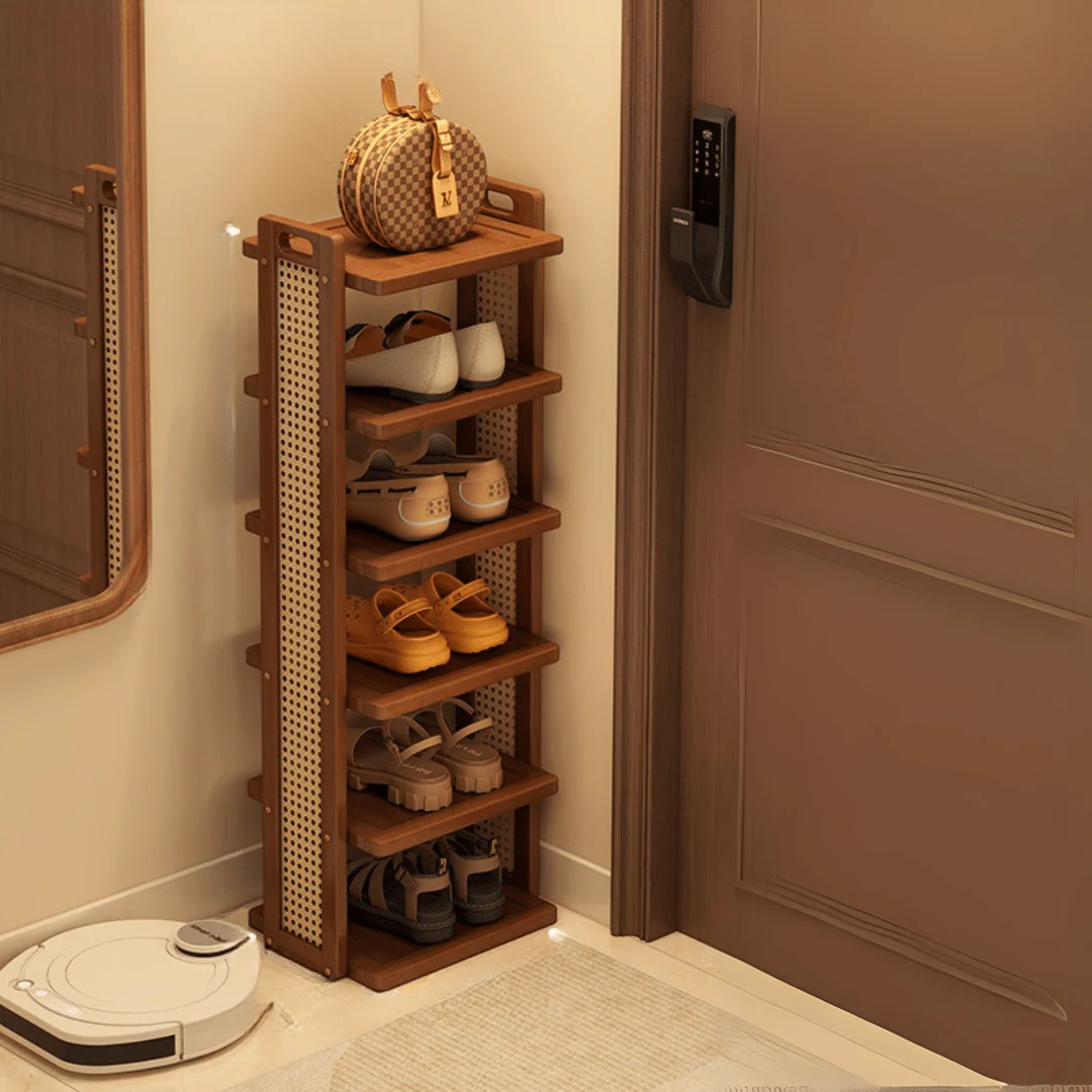 Six-Layer Bamboo Entryway Shoe Storage Rack
