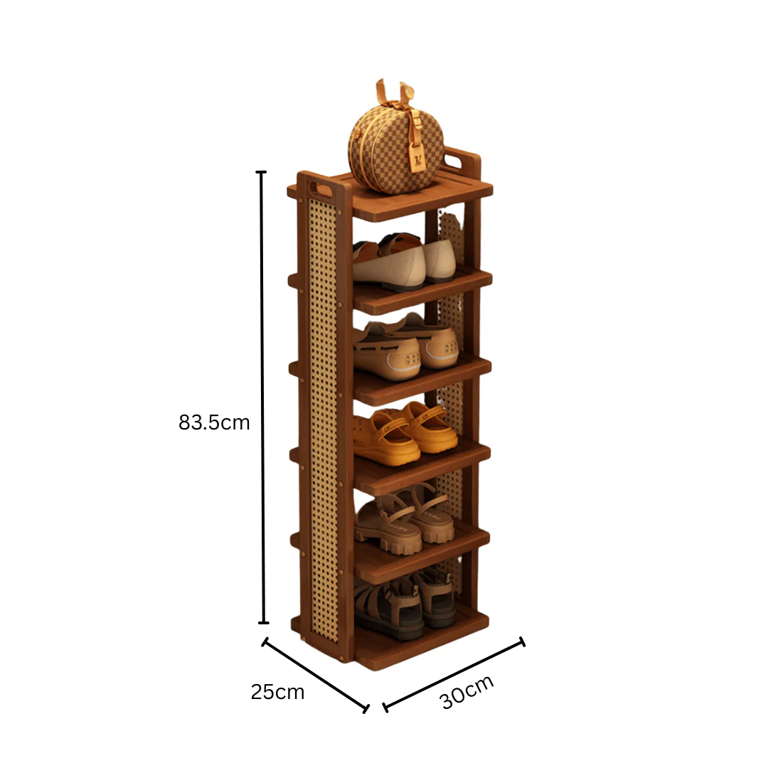 Six-Layer Bamboo Entryway Shoe Storage Rack - Image 6