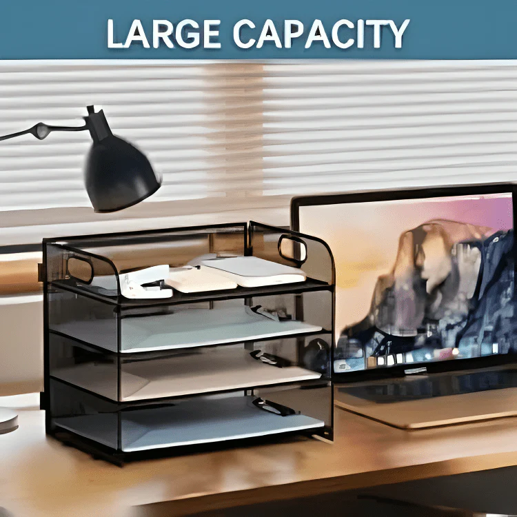 Sleek 4-Tier Desk Organizer With Portable Handle - Image 3