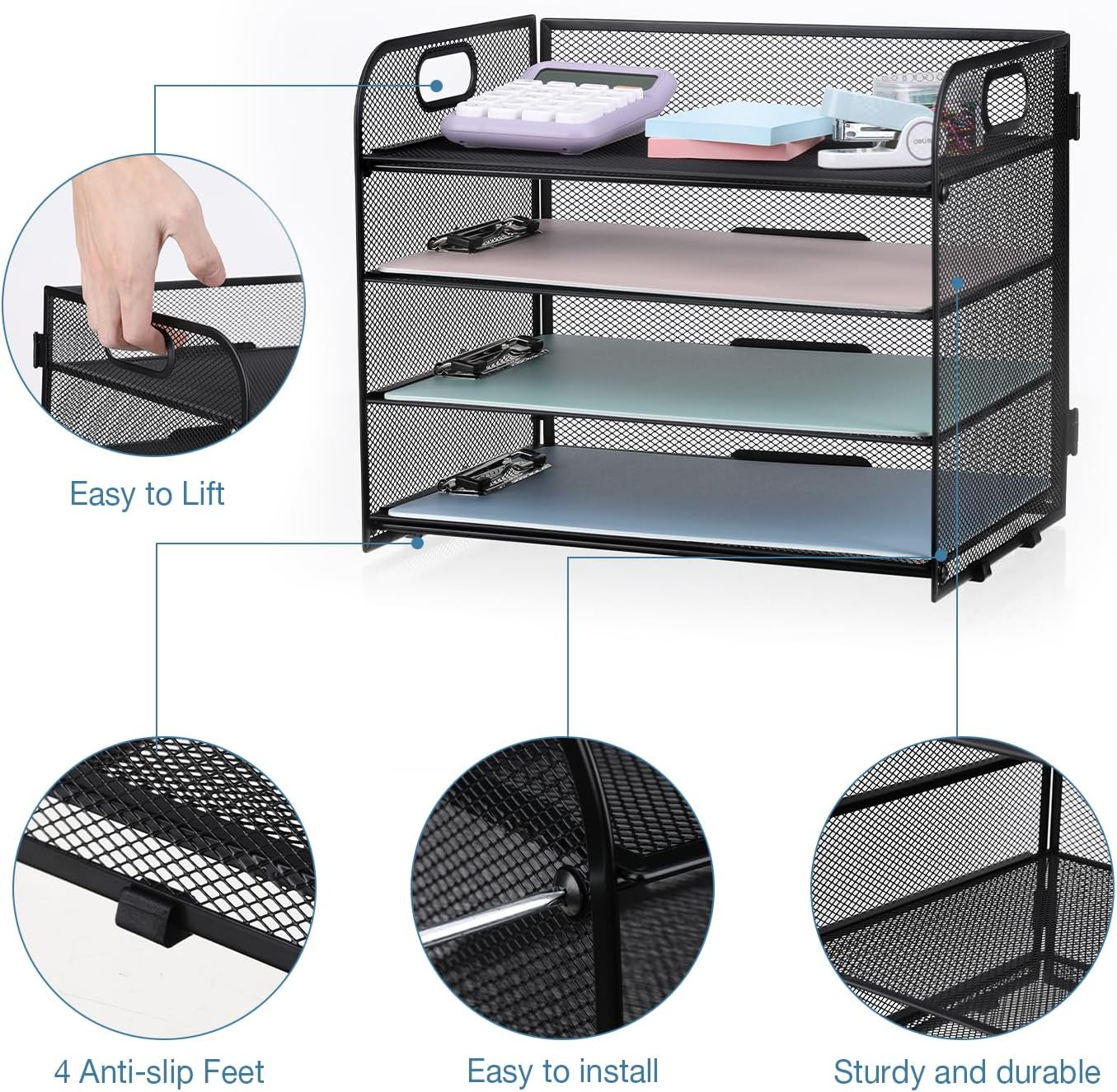 Sleek 4-Tier Desk Organizer With Portable Handle - Image 5