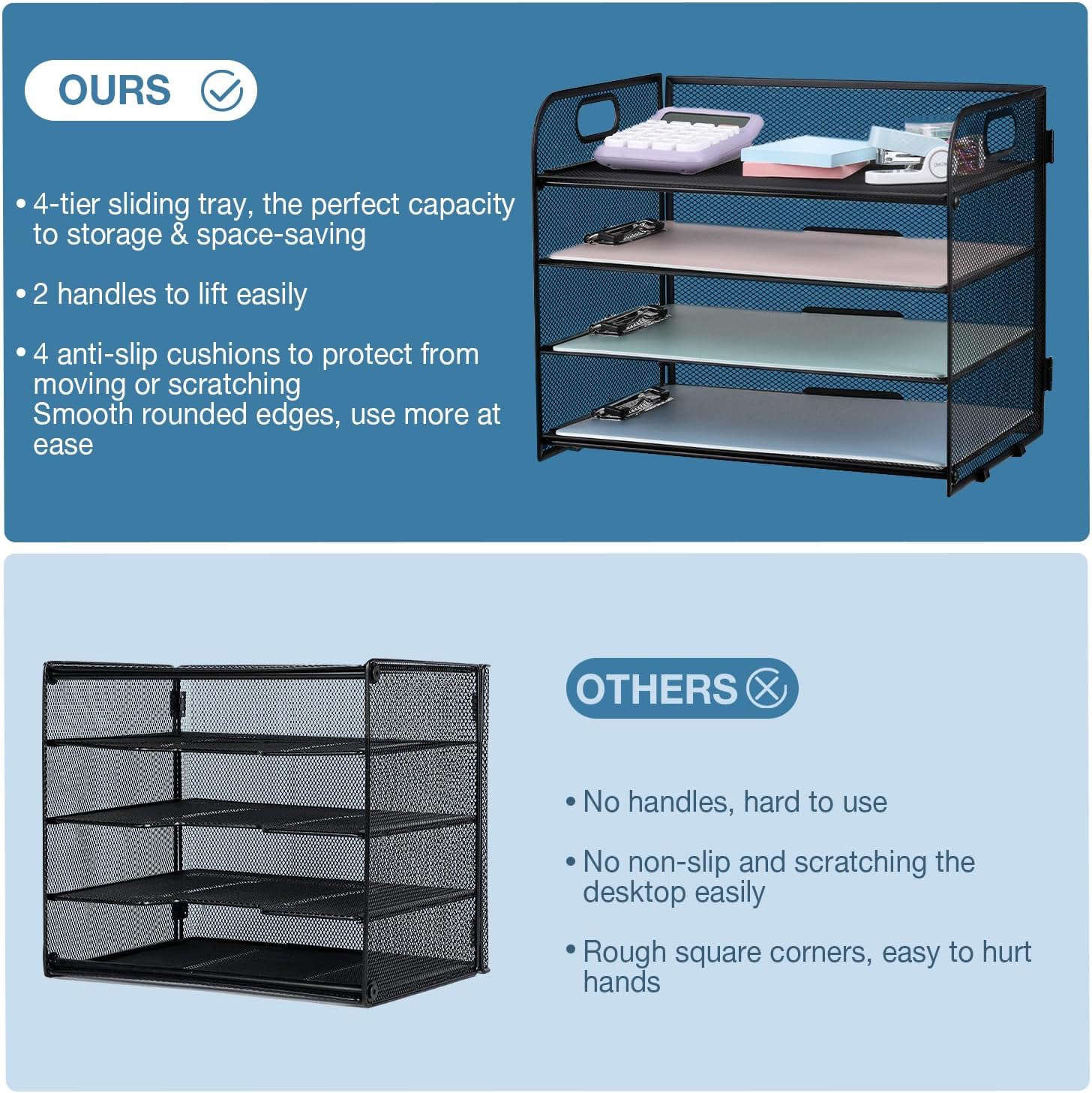 Sleek 4-Tier Desk Organizer With Portable Handle - Image 6