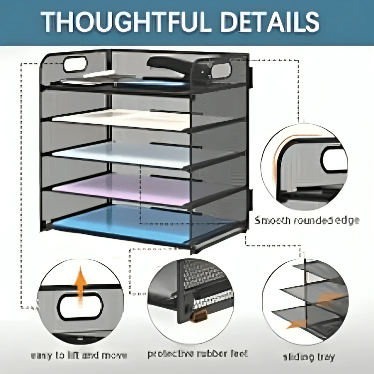 Sleek 4-Tier Desk Organizer With Portable Handle - Image 7