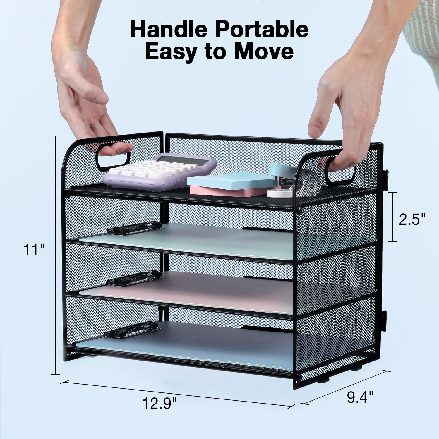 Sleek 4-Tier Desk Organizer With Portable Handle - Image 9